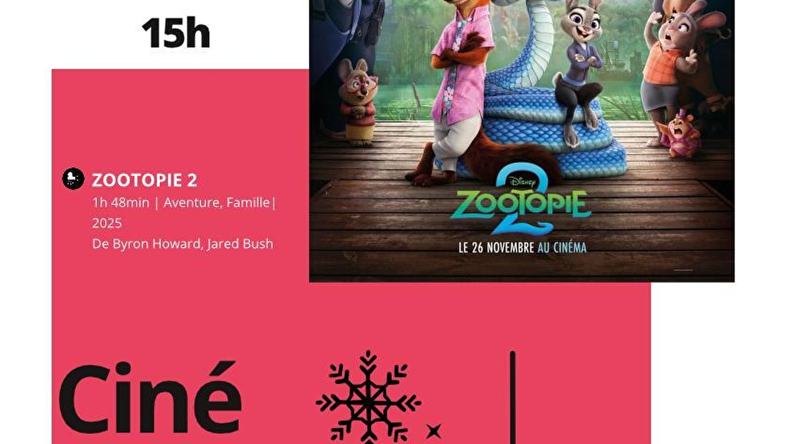 Ciné Noël -'Zootopie 2'- Pouilly en Auxois