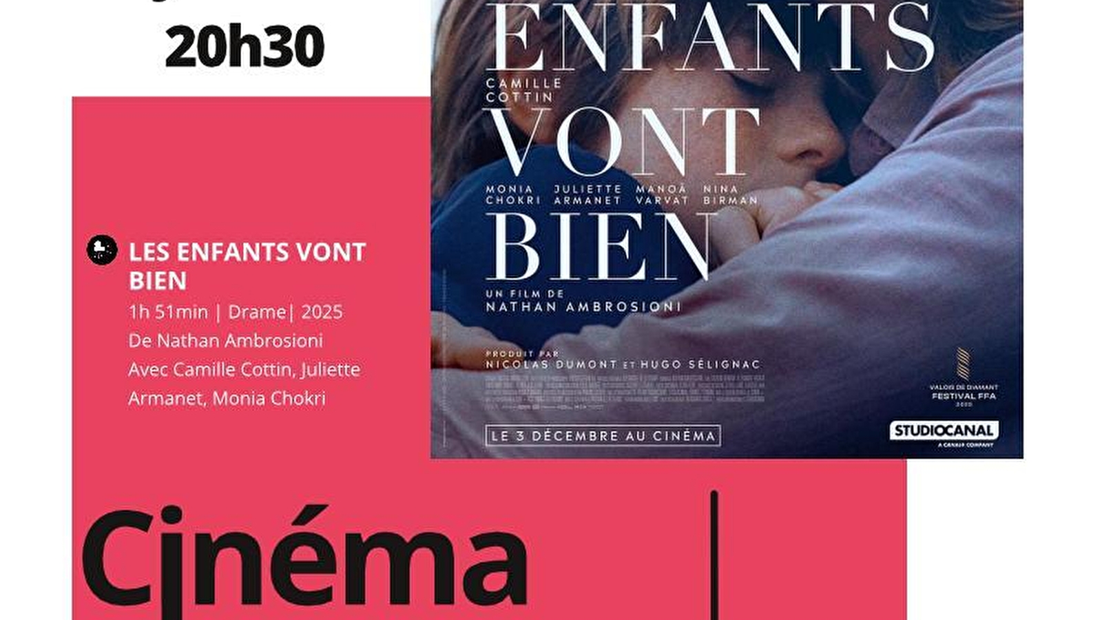 Cinéma 'Les enfants vont bien'- Bligny sur Ouche